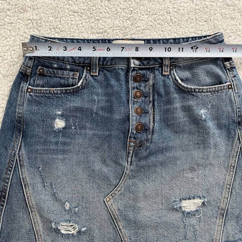 Free People Denim High Waisted Cutoff Mini Skirt Women size 28 - Picture 8 of 11